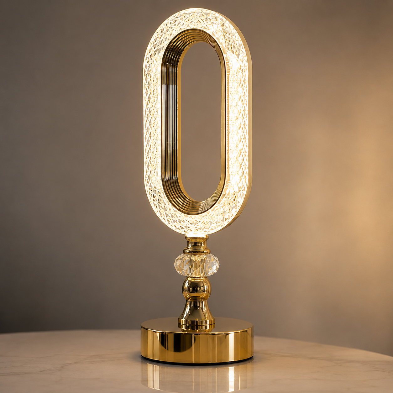 Luxury Crystal Oval LED Table Lamp for Modern Bedroom & Living Room