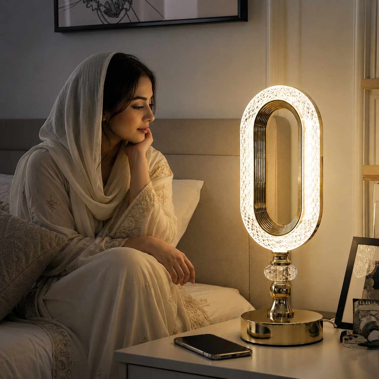 Luxury Crystal Oval LED Table Lamp for Modern Bedroom & Living Room