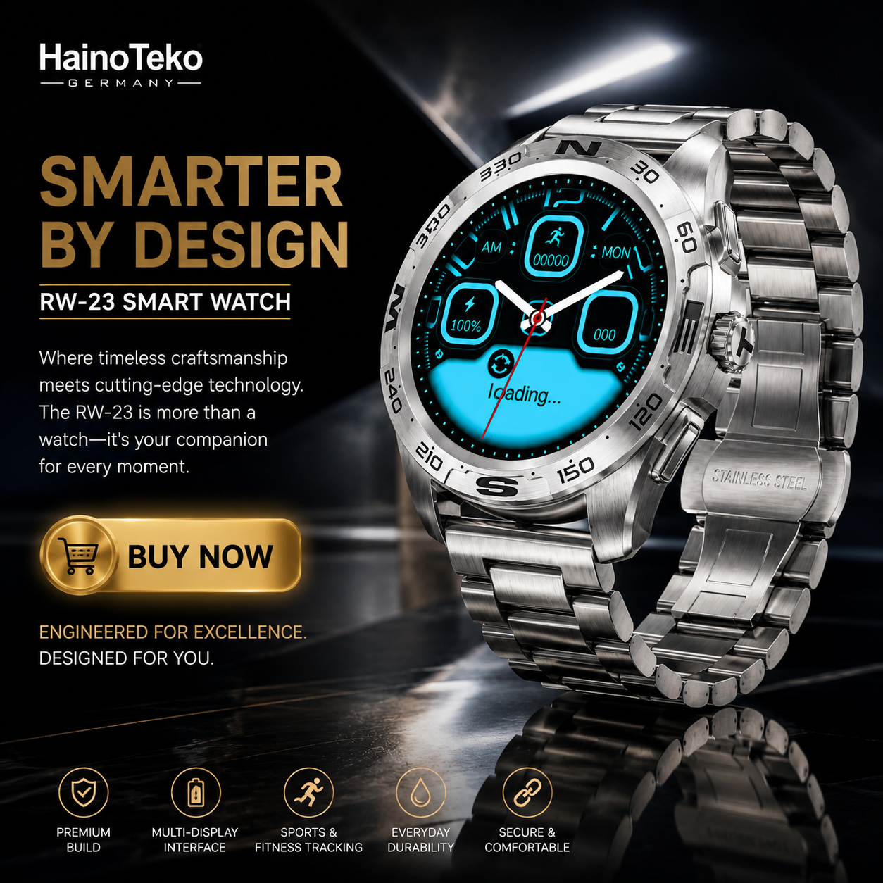 Haino Teko RW-23 Stainless Steel Smart Watch for Men