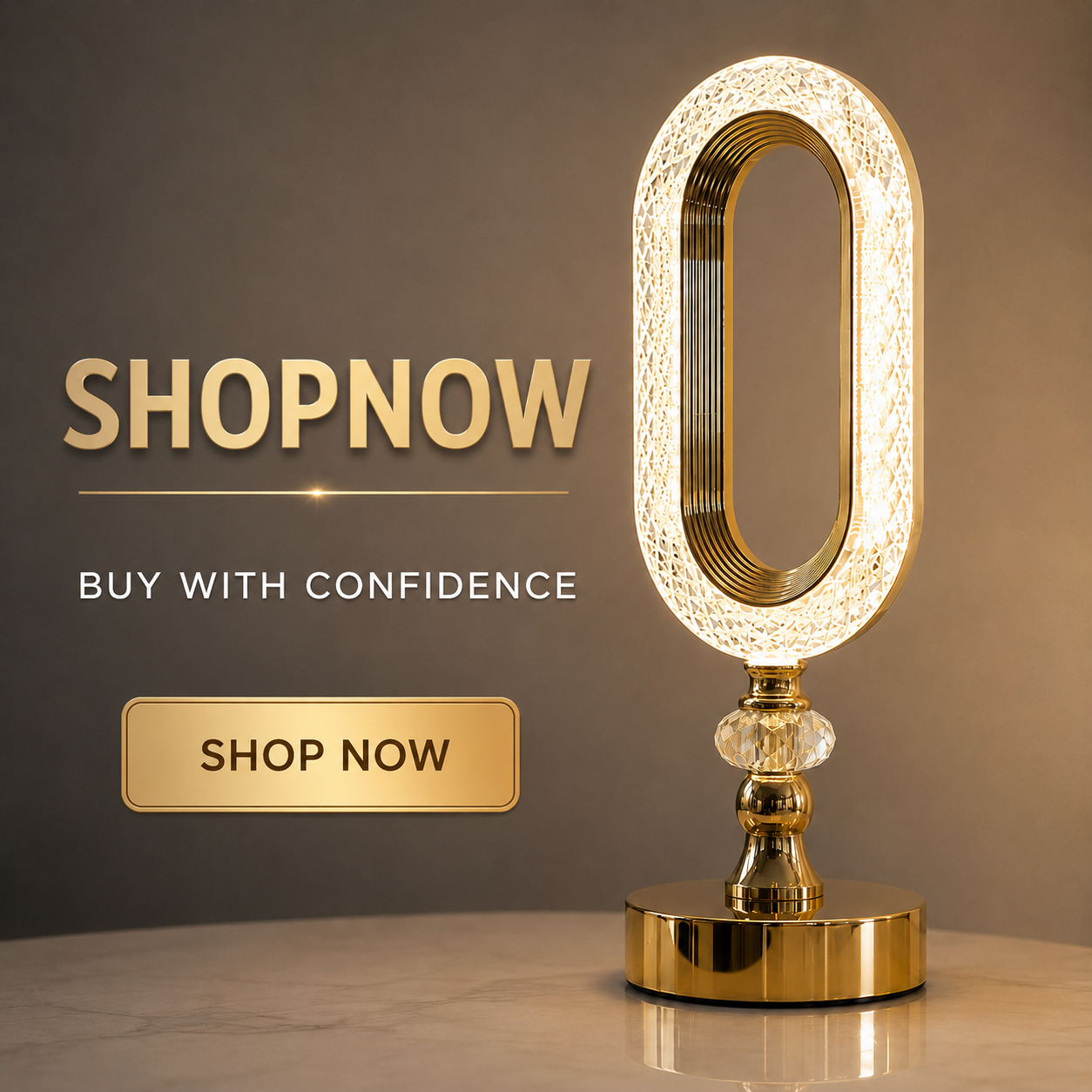 Luxury Crystal Oval LED Table Lamp for Modern Bedroom & Living Room