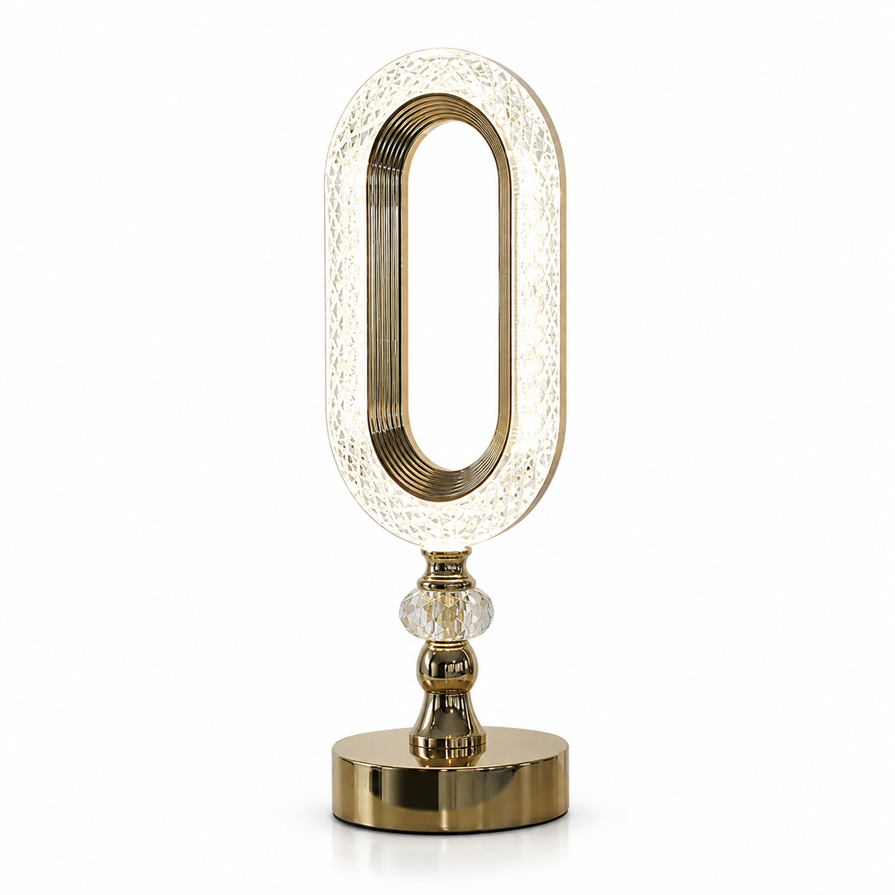 Luxury Crystal Oval LED Table Lamp for Modern Bedroom & Living Room