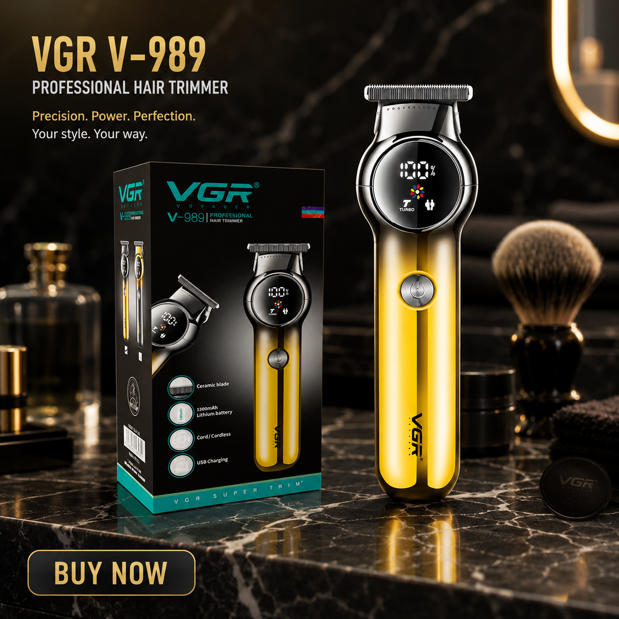 VGR Digital Display Professional Hair Trimmer & Grooming Clipper